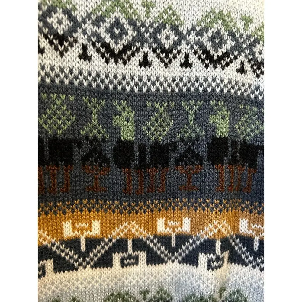 Vintage Pincho Poncho‎ Fair Isle Alpaca Wool Nordic Knit Pullover Peruvian
